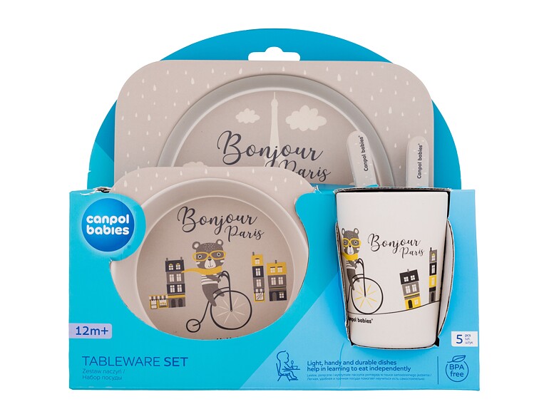 Geschirr Canpol babies Bonjour Paris Tableware Set Beige 300 ml