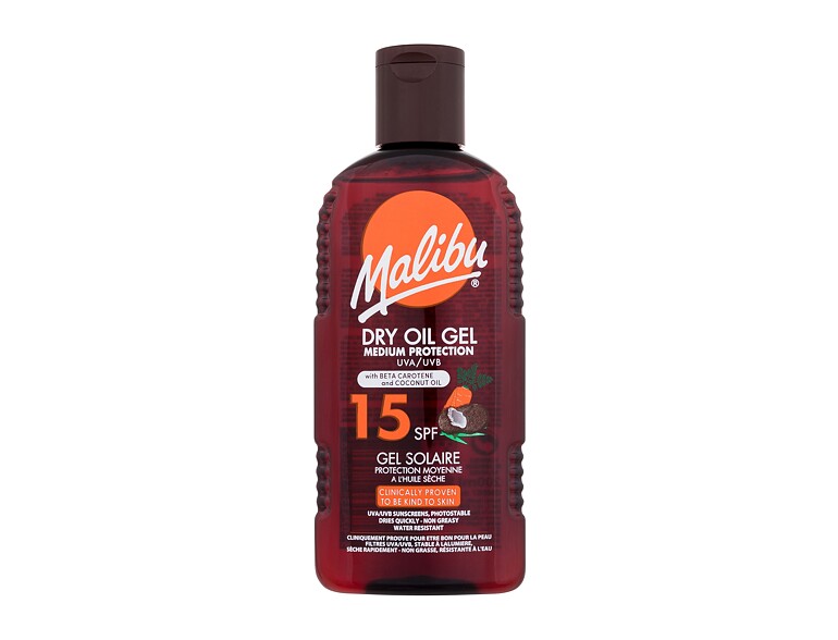 Soin solaire corps Malibu Dry Oil Gel With Beta Carotene and Coconut Oil SPF15 200 ml