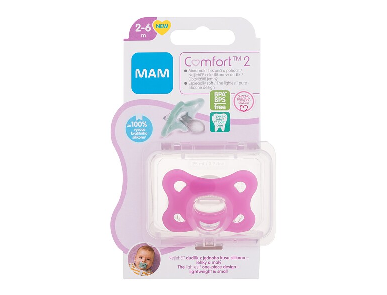 Schnuller MAM Comfort 2 Silicone Pacifier 2-6m Pink 1 St.