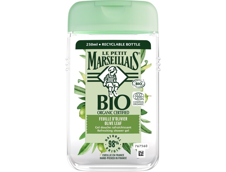 Duschgel Le Petit Marseillais Bio Organic Certified Olive Leaf Refreshing Shower Gel 250 ml