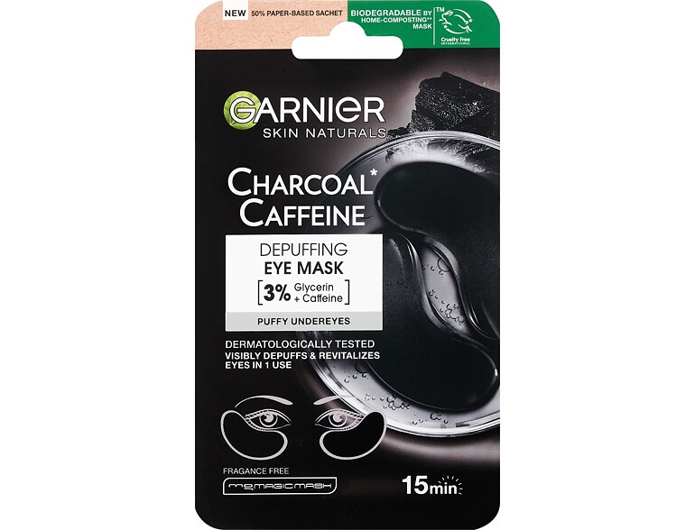 Augenmaske Garnier Skin Naturals Charcoal Caffeine Depuffing Eye Mask 5 g