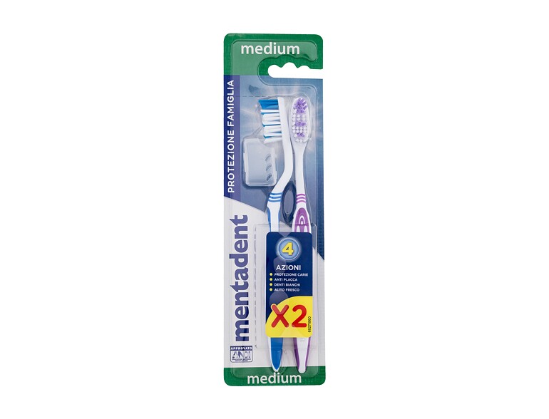 Zahnbürste Mentadent Family Protection Toothbrush Medium 2 Packung