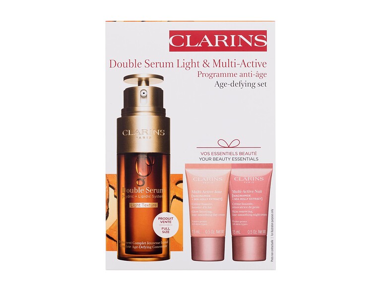 Gesichtsserum Clarins Double Serum Light & Multi-Active Age-defying Set 50 ml Beschädigte Schachtel Sets