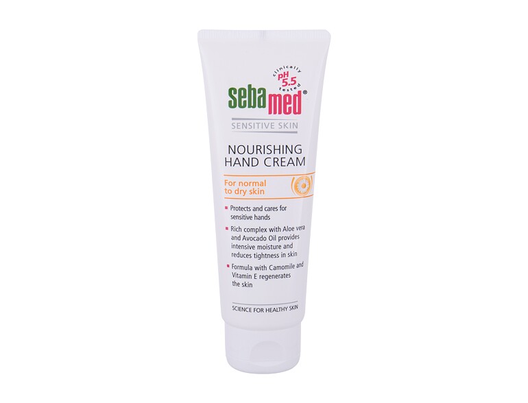 Crema per le mani SebaMed Sensitive Skin Nourishing 75 ml scatola danneggiata