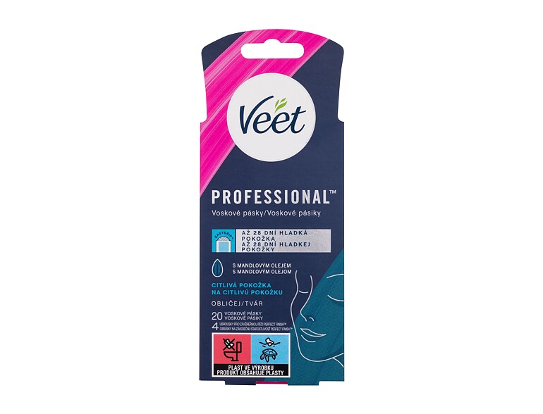 Depilationspräparat Veet Professional Wax Strips Face Sensitive Skin 20 St. Beschädigte Schachtel