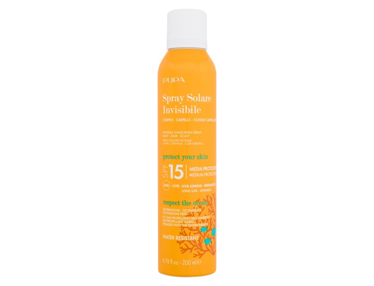 Protezione solare corpo Pupa Invisible Sunscreen Spray SPF15 200 ml